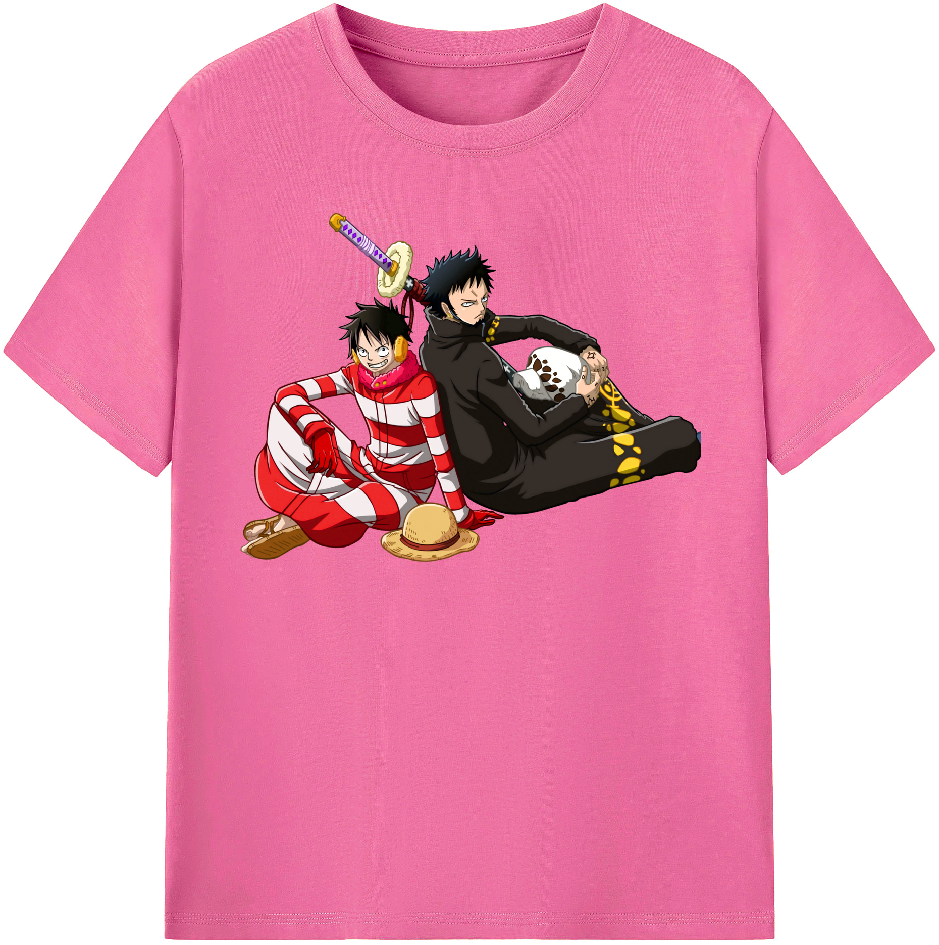 ワンピース モンキー・D・ルフィ ONE PIECE Monkey D. Luffy レディースカジュアルプリントTシャツ（綿100％）